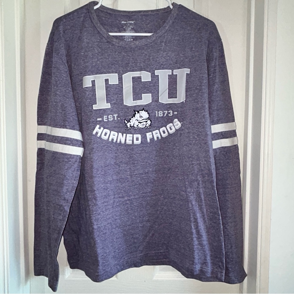 Purple TCU Horned Frogs Long Sleeve Varsity Shirt, Women’s‎ Size Large